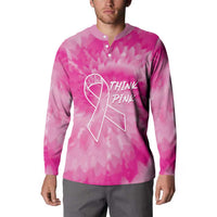 Personalized Breast Cancer Awareness Button Sweatshirt Think Pink Tie Dye Ribbon - Wonder Print Shop