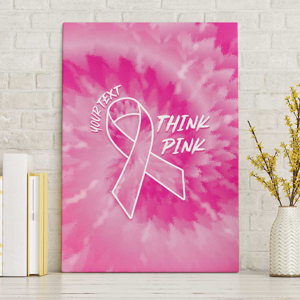 Personalized Breast Cancer Awareness Canvas Wall Art Think Pink Tie Dye Ribbon - Wonder Print Shop