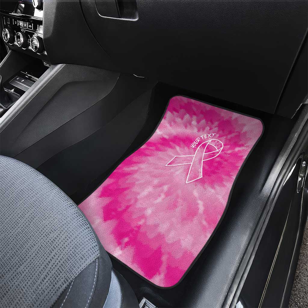 Personalized Breast Cancer Awareness Car Mats Think Pink Tie Dye Ribbon - Wonder Print Shop