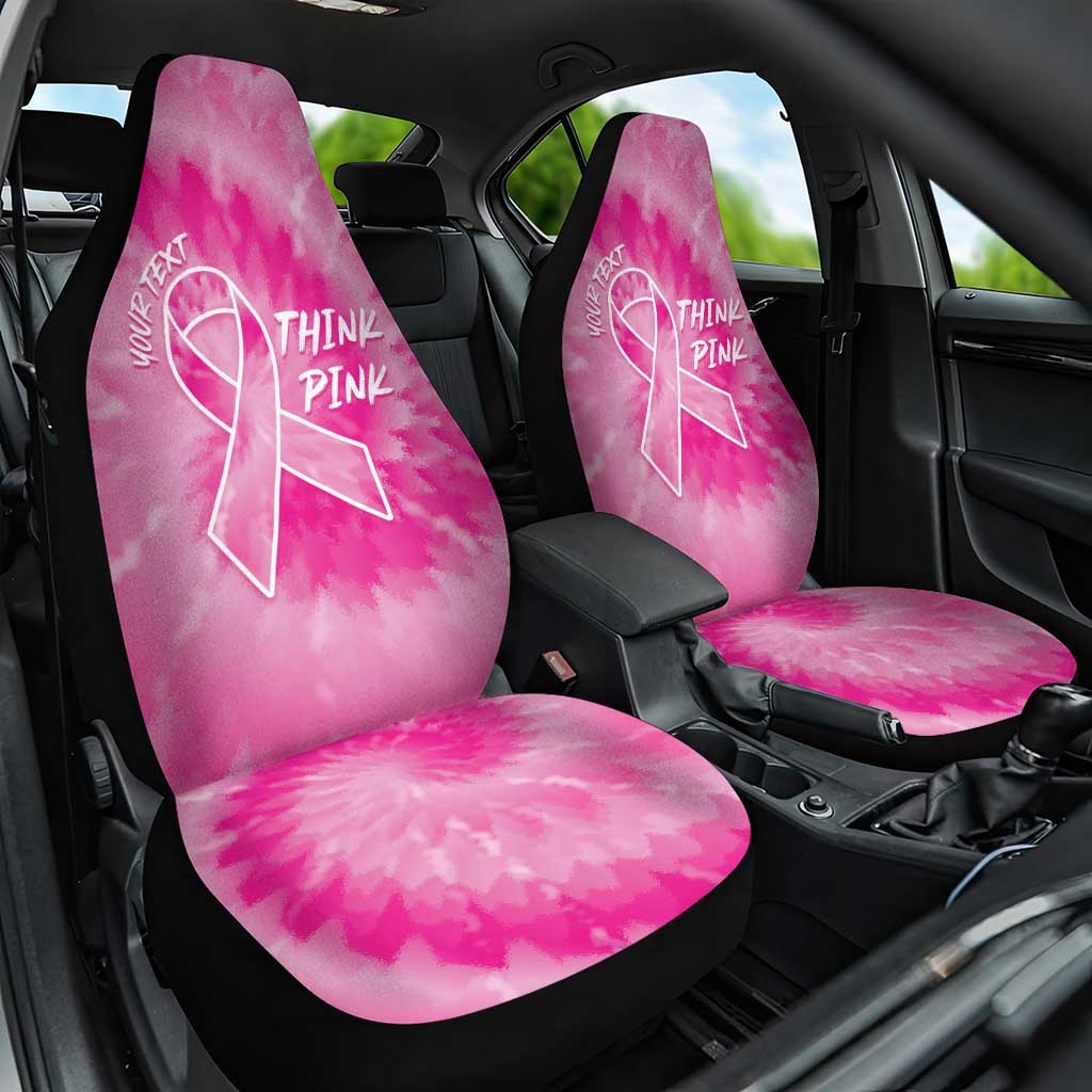 Personalized Breast Cancer Awareness Car Seat Cover Think Pink Tie Dye Ribbon - Wonder Print Shop