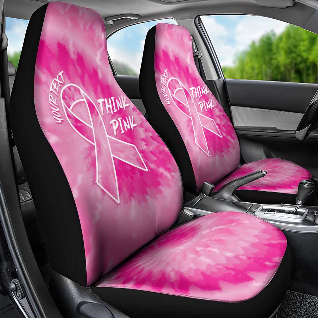 Personalized Breast Cancer Awareness Car Seat Cover Think Pink Tie Dye Ribbon - Wonder Print Shop
