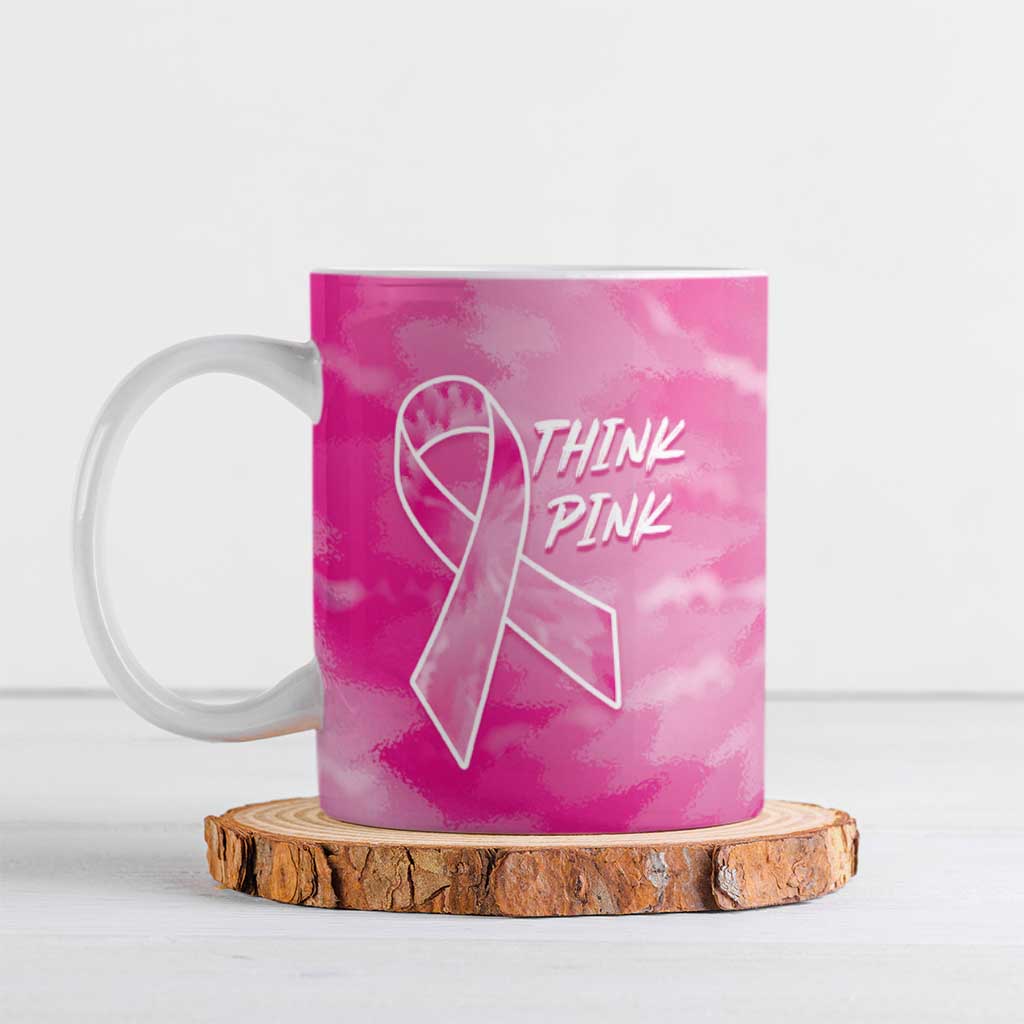 Breast Cancer Awareness Ceramic Mug Think Pink Tie Dye Ribbon - Wonder Print Shop