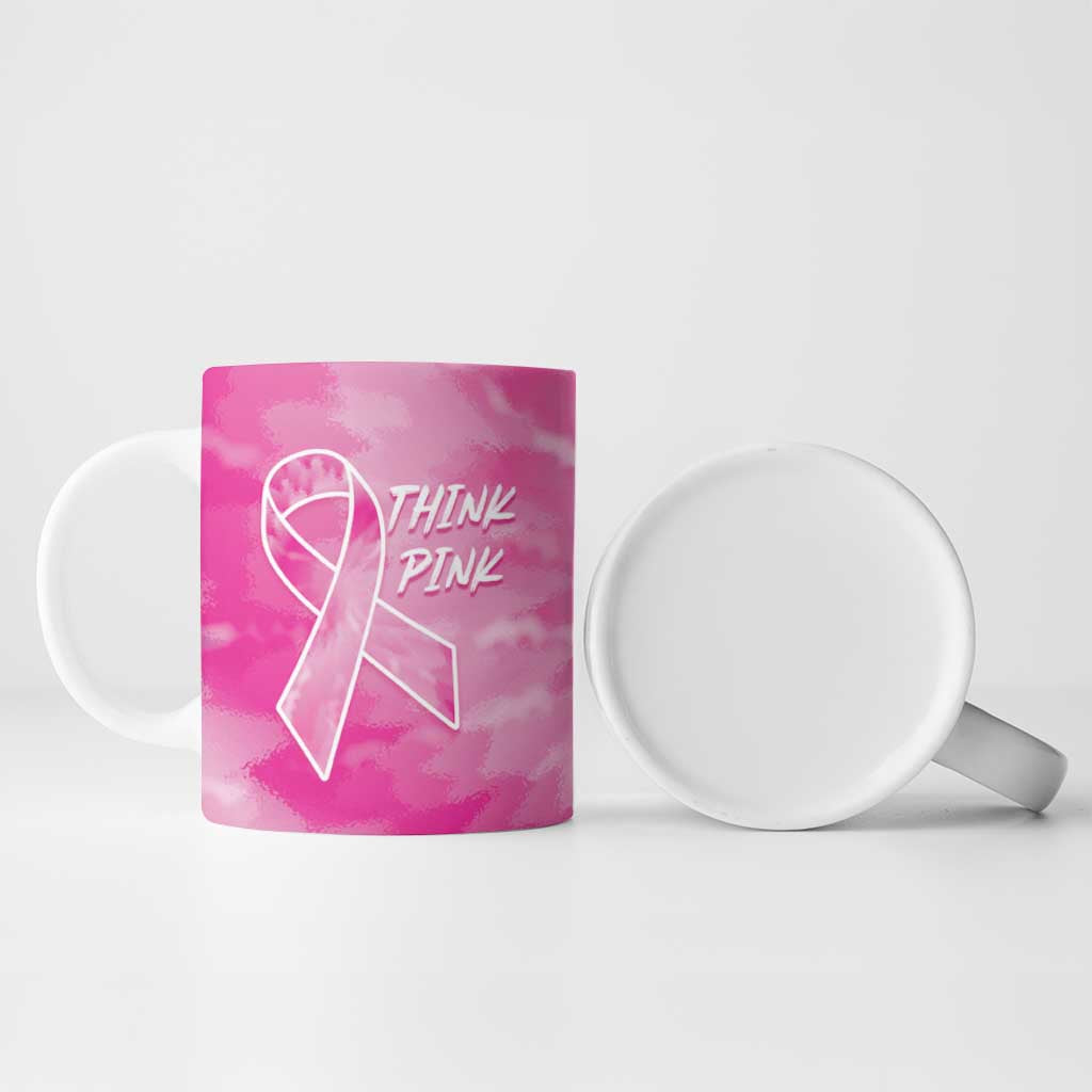 Breast Cancer Awareness Ceramic Mug Think Pink Tie Dye Ribbon - Wonder Print Shop