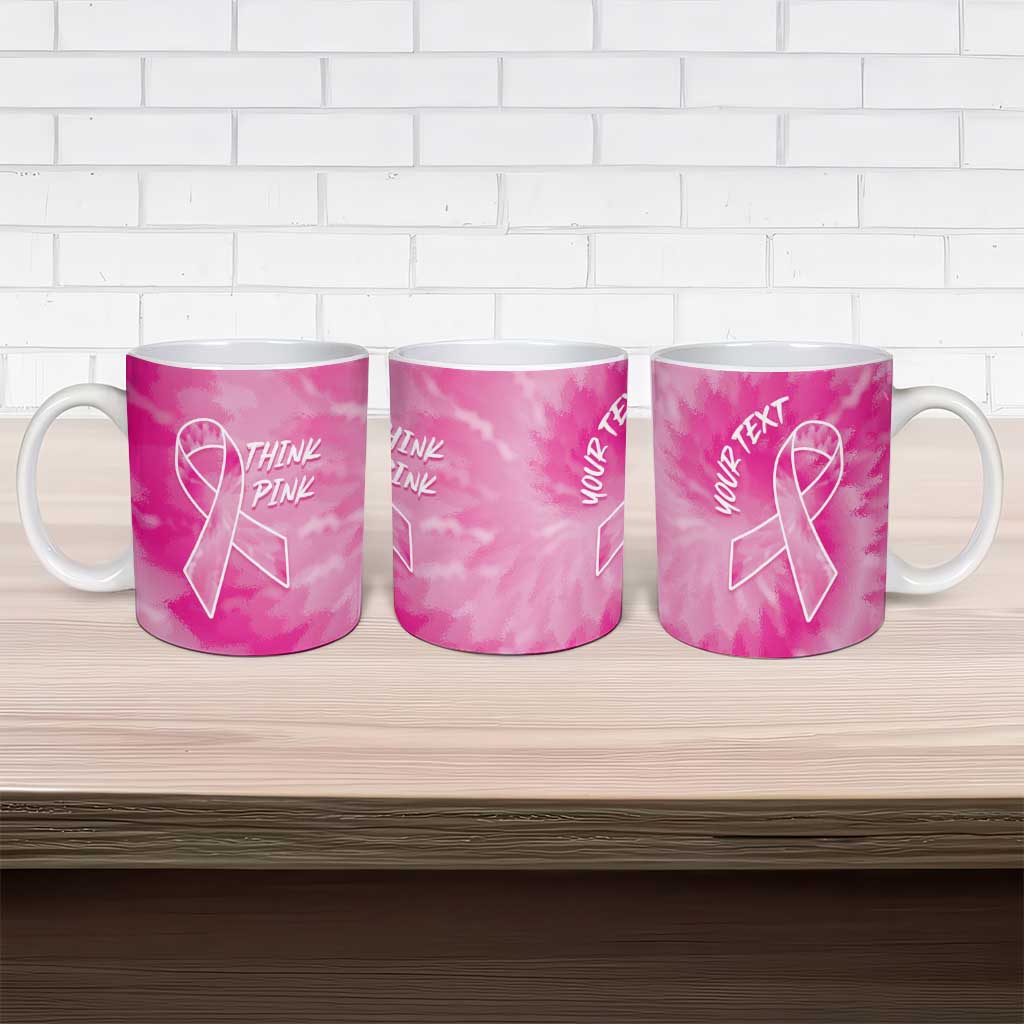 Breast Cancer Awareness Ceramic Mug Think Pink Tie Dye Ribbon - Wonder Print Shop