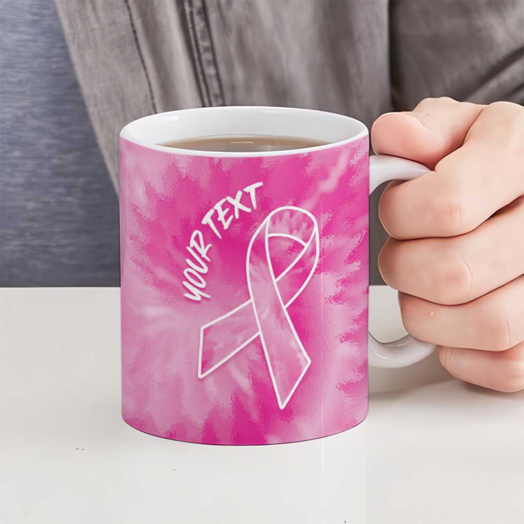 Breast Cancer Awareness Ceramic Mug Think Pink Tie Dye Ribbon - Wonder Print Shop