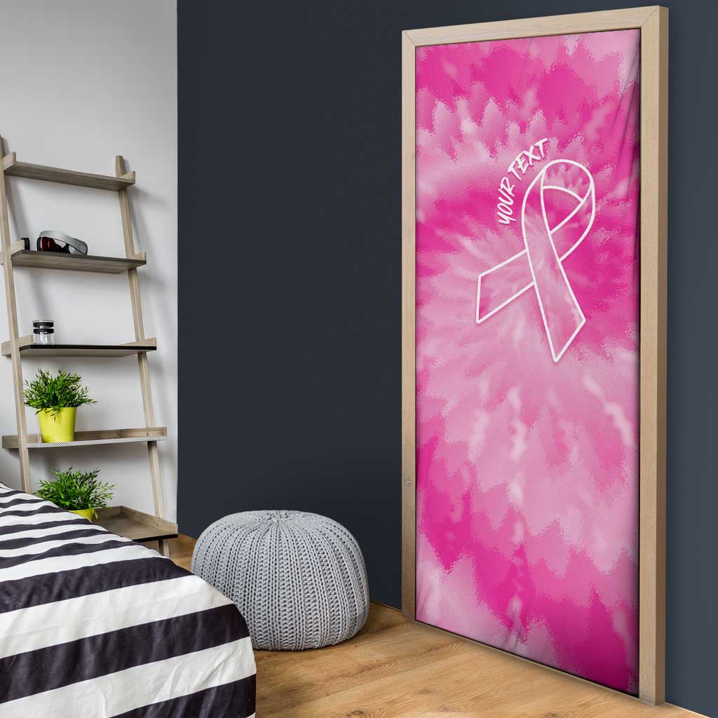Breast Cancer Awareness Door Cover Think Pink Tie Dye Ribbon - Wonder Print Shop