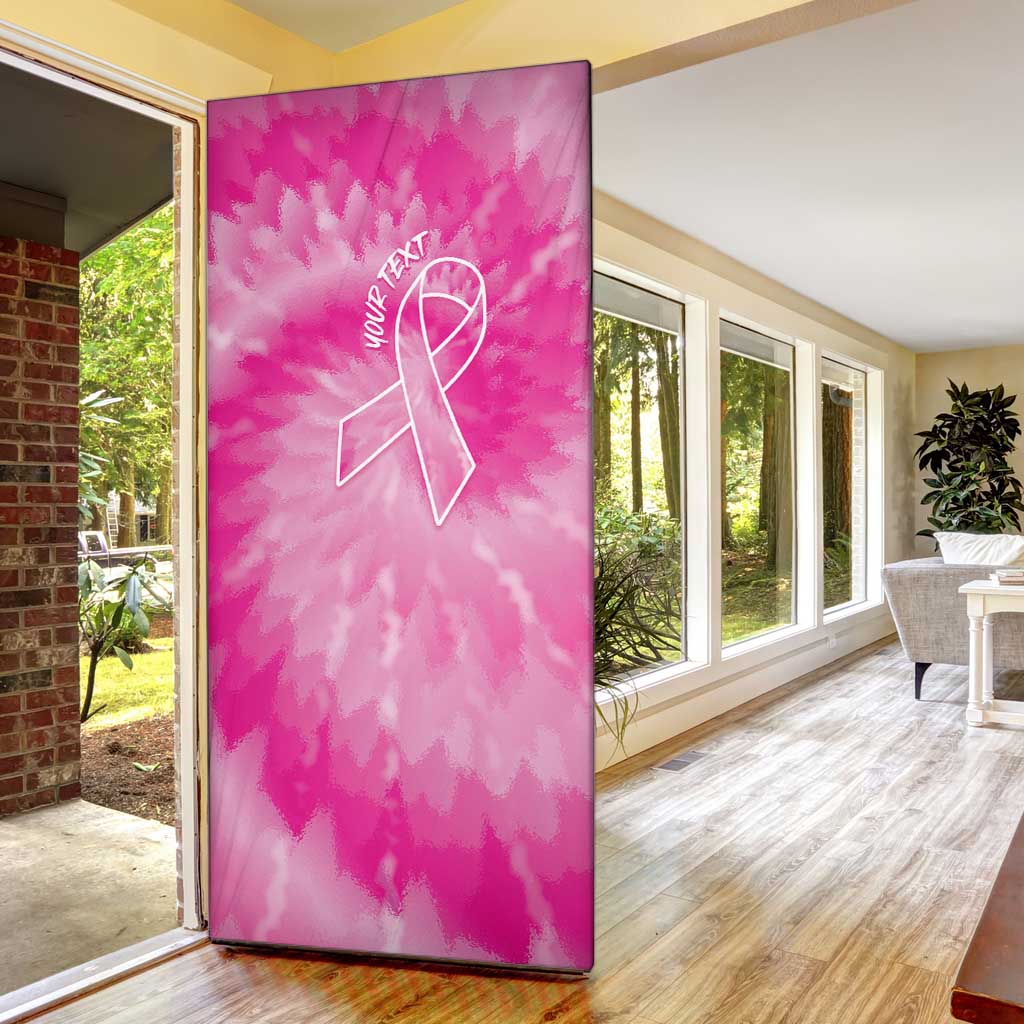 Breast Cancer Awareness Door Cover Think Pink Tie Dye Ribbon - Wonder Print Shop