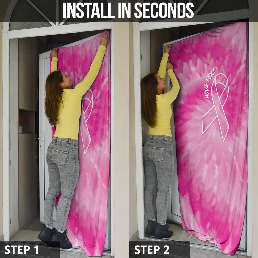 Breast Cancer Awareness Door Cover Think Pink Tie Dye Ribbon - Wonder Print Shop