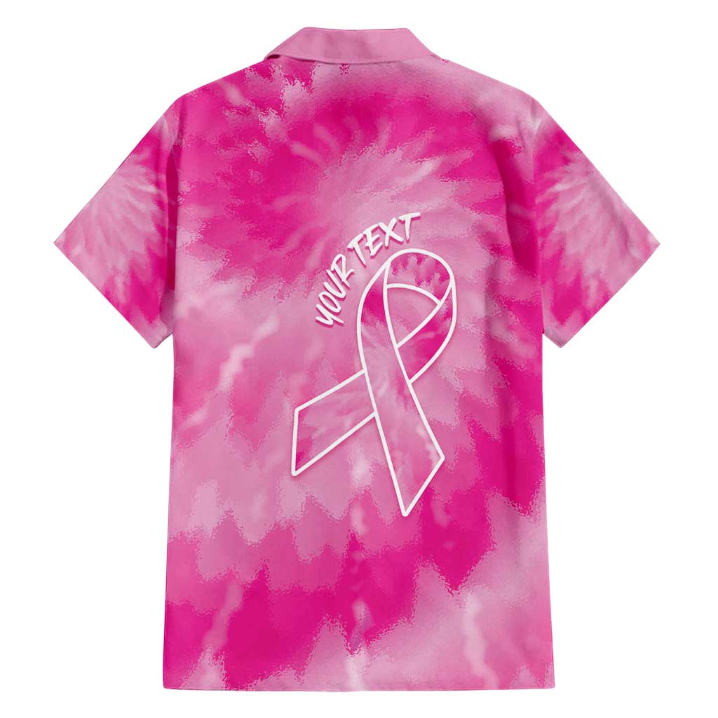 Personalized Breast Cancer Awareness Family Matching Long Sleeve Bodycon Dress and Hawaiian Shirt Think Pink Tie Dye Ribbon - Wonder Print Shop