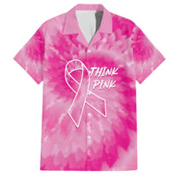 Personalized Breast Cancer Awareness Family Matching Off The Shoulder Long Sleeve Dress and Hawaiian Shirt Think Pink Tie Dye Ribbon - Wonder Print Shop