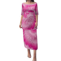 Personalized Breast Cancer Awareness Family Matching Puletasi and Hawaiian Shirt Think Pink Tie Dye Ribbon - Wonder Print Shop