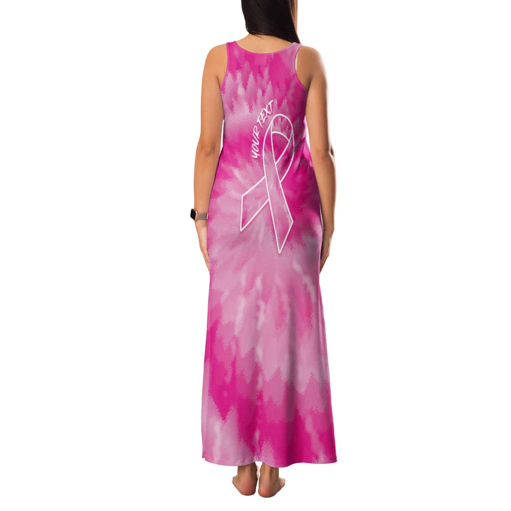 Personalized Breast Cancer Awareness Family Matching Tank Maxi Dress and Hawaiian Shirt Think Pink Tie Dye Ribbon - Wonder Print Shop