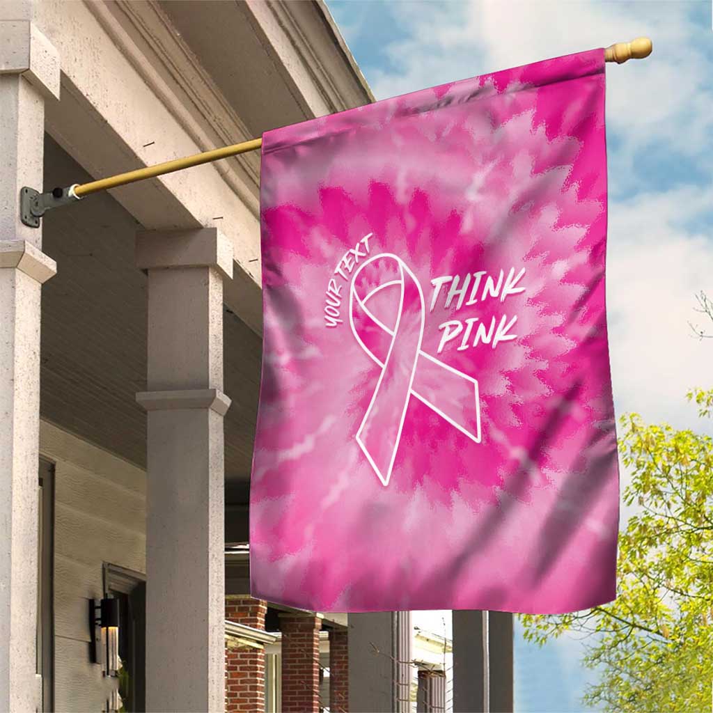 Personalized Breast Cancer Awareness Garden Flag Think Pink Tie Dye Ribbon - Wonder Print Shop