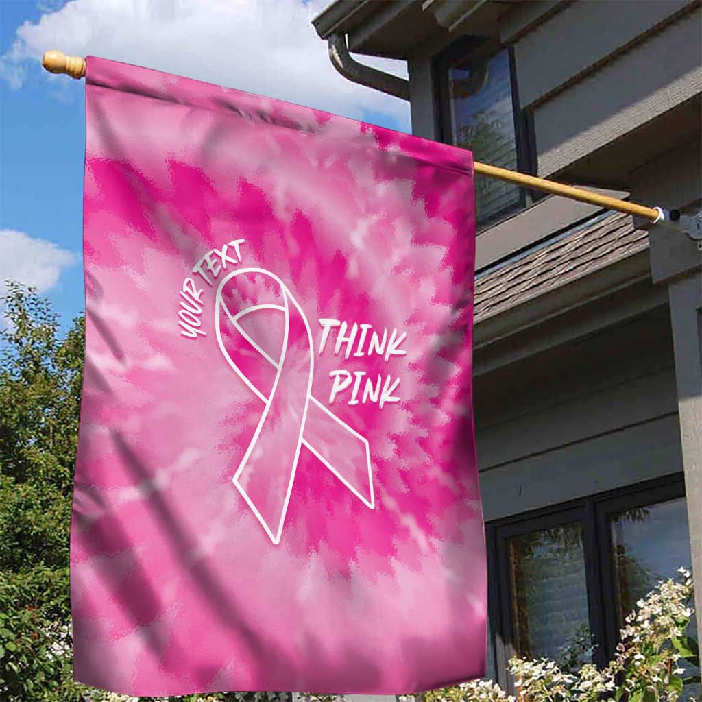 Personalized Breast Cancer Awareness Garden Flag Think Pink Tie Dye Ribbon - Wonder Print Shop