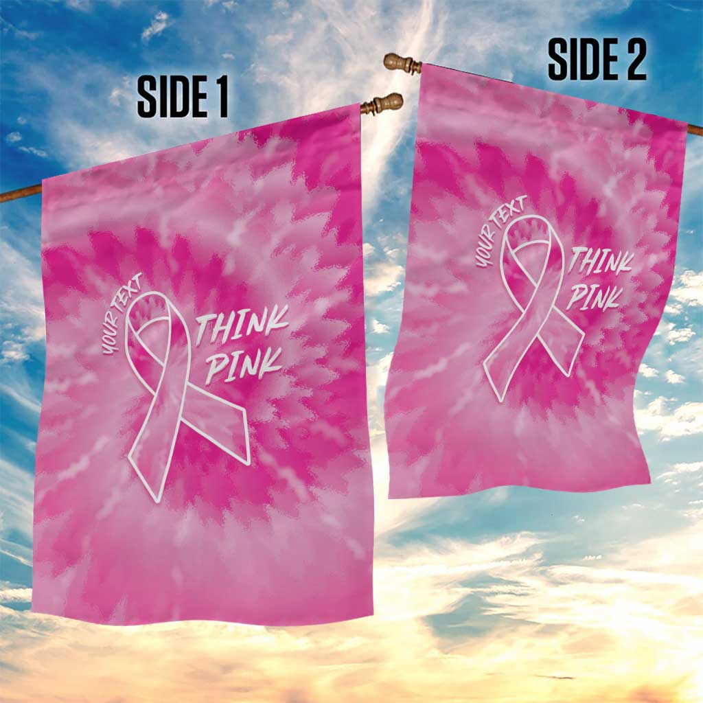 Personalized Breast Cancer Awareness Garden Flag Think Pink Tie Dye Ribbon - Wonder Print Shop