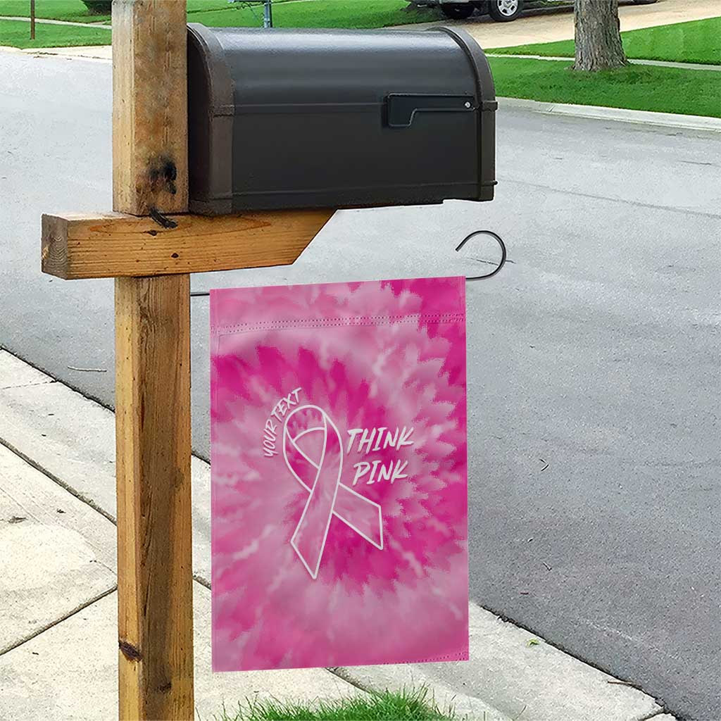 Personalized Breast Cancer Awareness Garden Flag Think Pink Tie Dye Ribbon - Wonder Print Shop