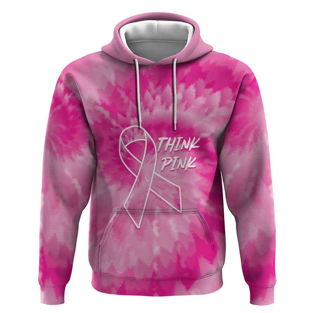 Personalized Breast Cancer Awareness Hoodie Think Pink Tie Dye Ribbon - Wonder Print Shop