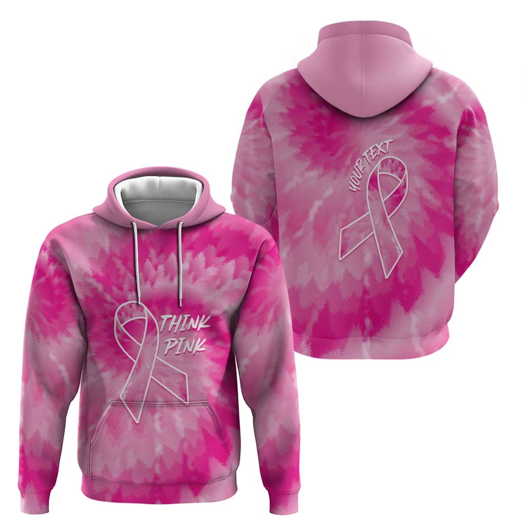 Personalized Breast Cancer Awareness Hoodie Think Pink Tie Dye Ribbon - Wonder Print Shop