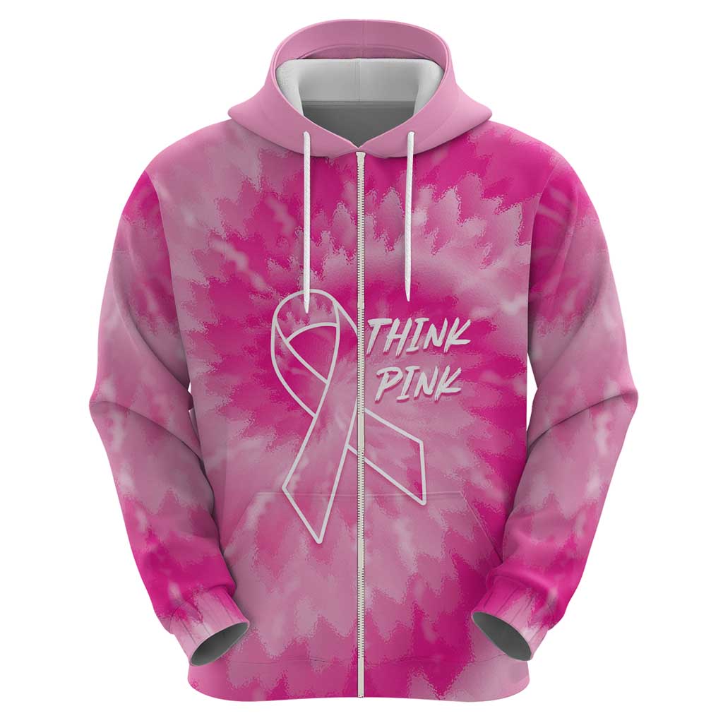 Personalized Breast Cancer Awareness Hoodie Think Pink Tie Dye Ribbon - Wonder Print Shop