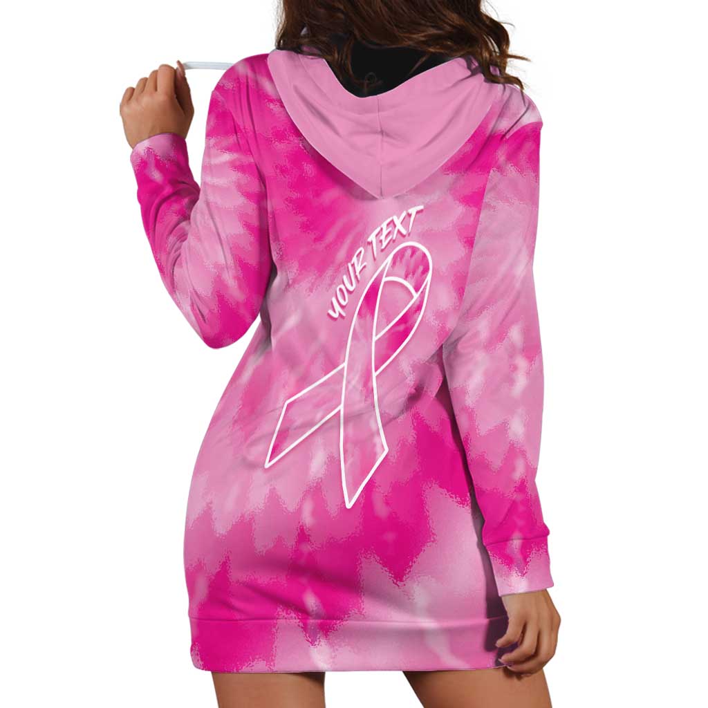 Personalized Breast Cancer Awareness Hoodie Dress Think Pink Tie Dye Ribbon - Wonder Print Shop