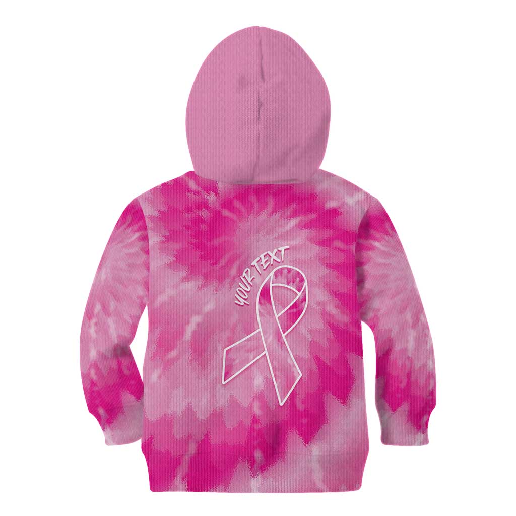 Personalized Breast Cancer Awareness Kid Hoodie Think Pink Tie Dye Ribbon - Wonder Print Shop