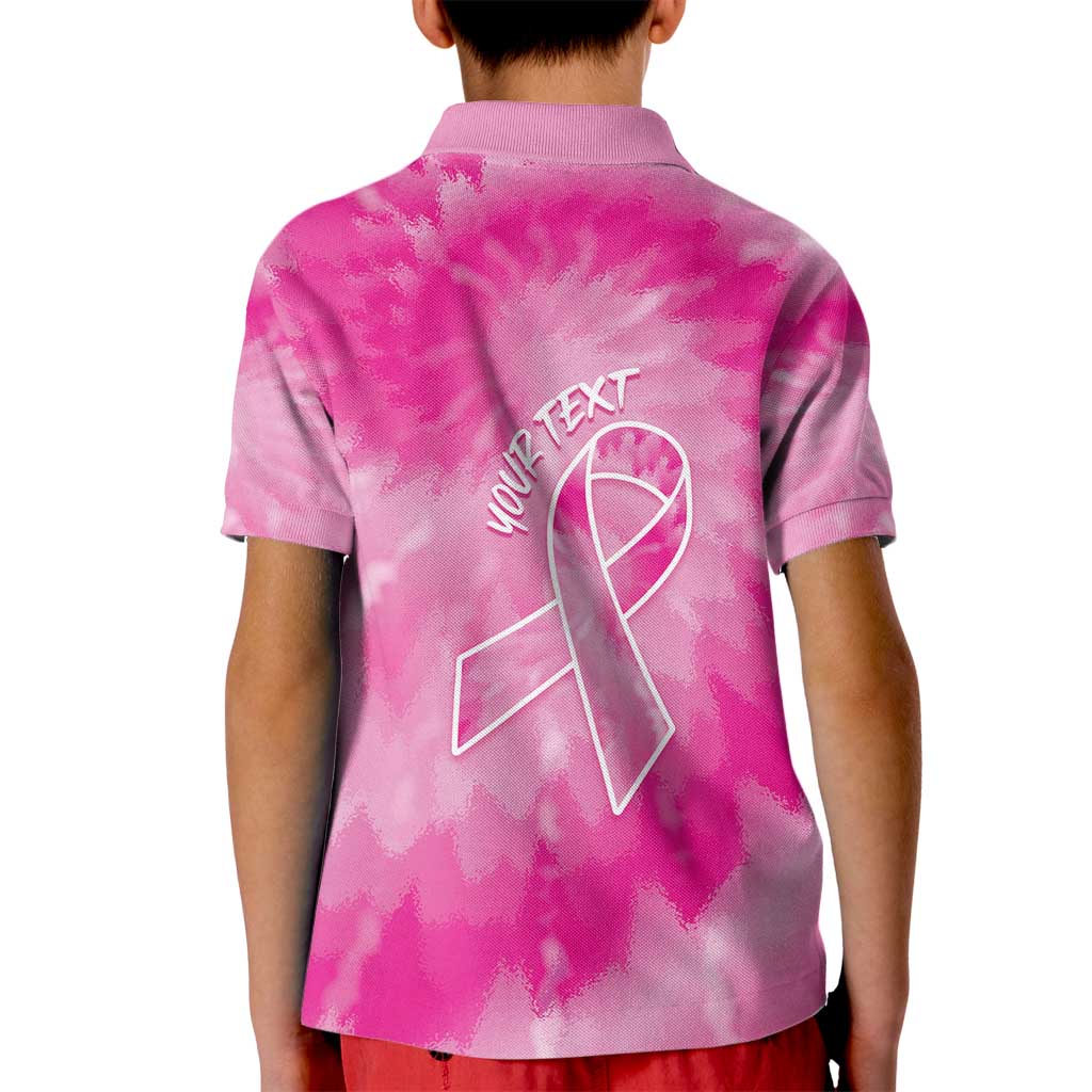 Personalized Breast Cancer Awareness Kid Polo Shirt Think Pink Tie Dye Ribbon - Wonder Print Shop