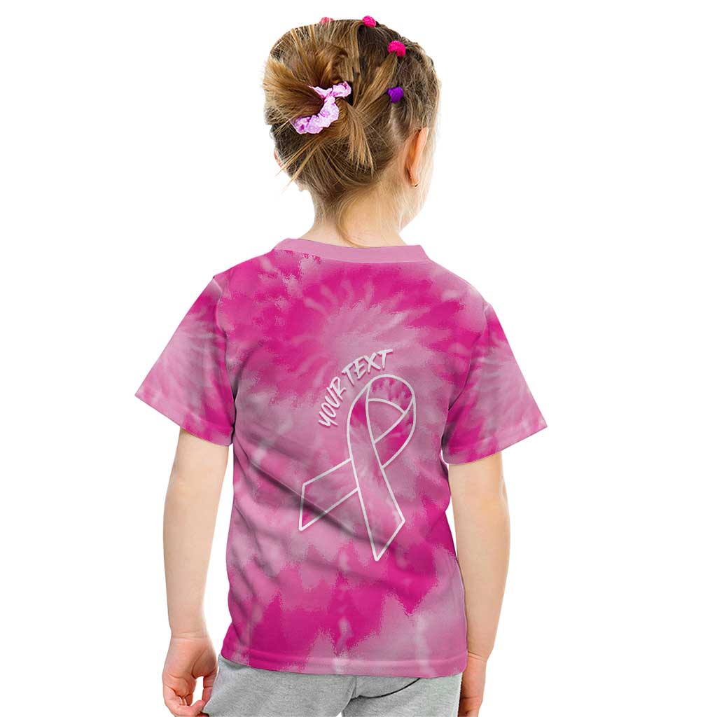 Personalized Breast Cancer Awareness Kid T Shirt Think Pink Tie Dye Ribbon - Wonder Print Shop