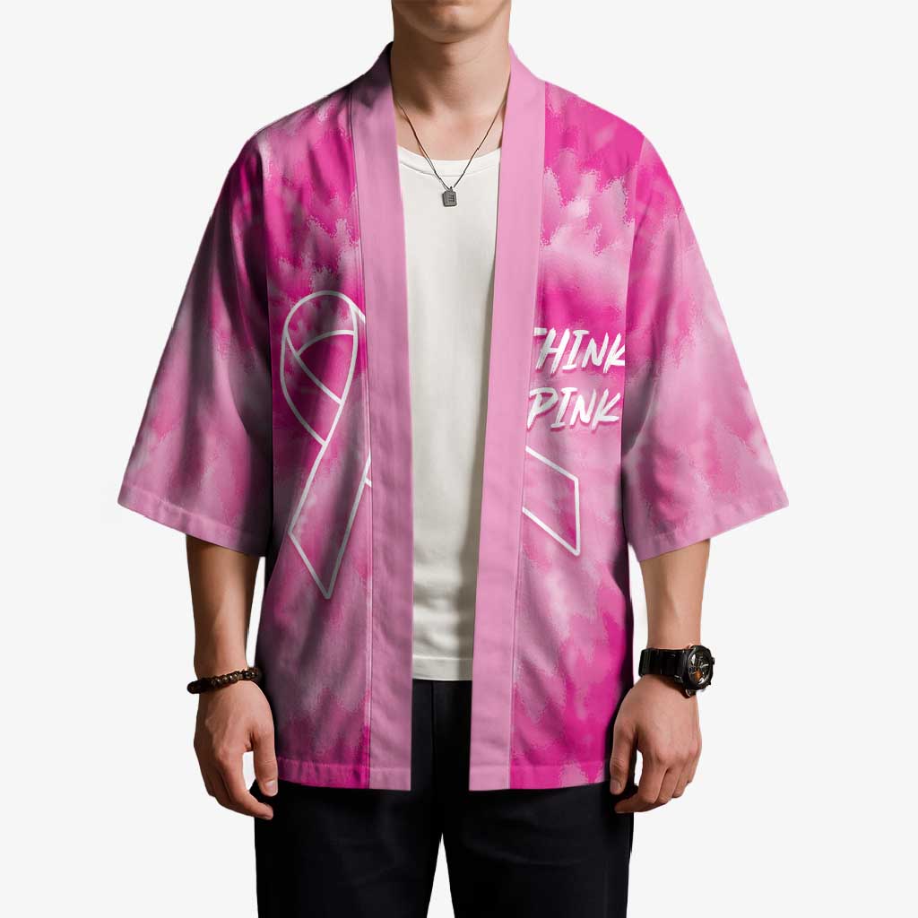 Breast Cancer Awareness Kimono Think Pink Tie Dye Ribbon - Wonder Print Shop