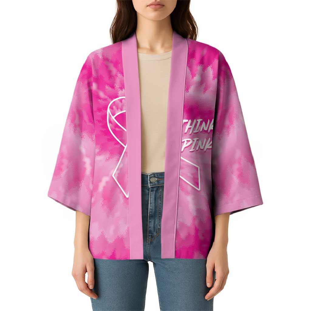 Breast Cancer Awareness Kimono Think Pink Tie Dye Ribbon - Wonder Print Shop