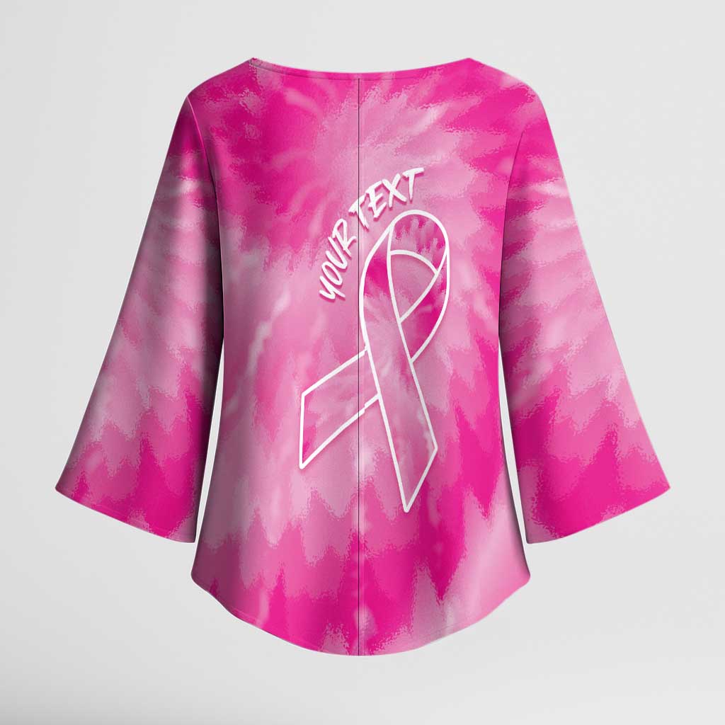 Breast Cancer Awareness Kimono Sleeve Blouse Think Pink Tie Dye Ribbon - Wonder Print Shop