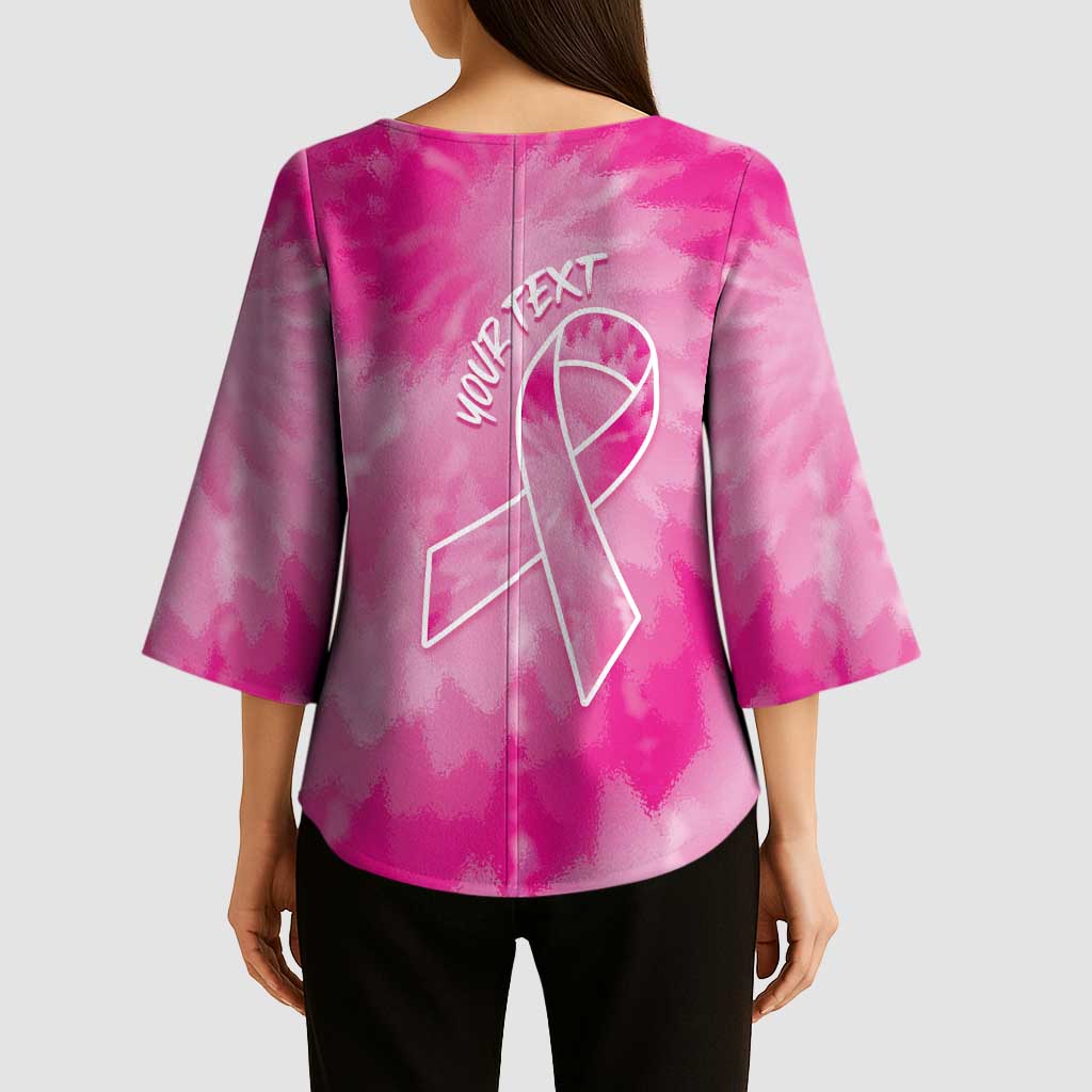 Breast Cancer Awareness Kimono Sleeve Blouse Think Pink Tie Dye Ribbon - Wonder Print Shop