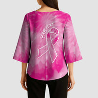 Breast Cancer Awareness Kimono Sleeve Blouse Think Pink Tie Dye Ribbon - Wonder Print Shop