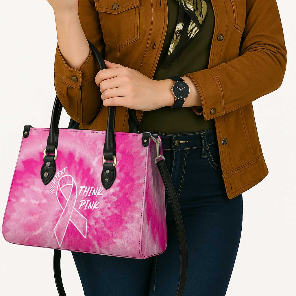 Breast Cancer Awareness Leather Bag Think Pink Tie Dye Ribbon - Wonder Print Shop