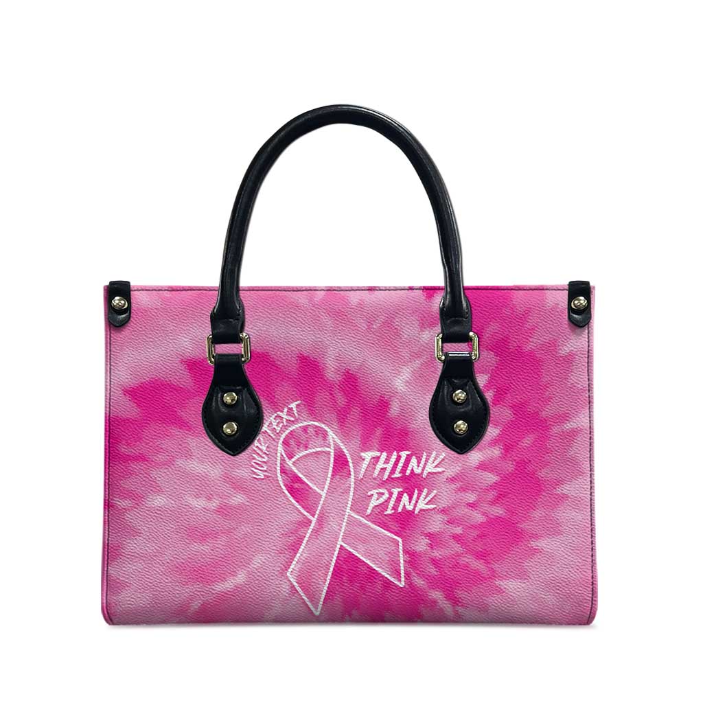 Breast Cancer Awareness Leather Bag Think Pink Tie Dye Ribbon - Wonder Print Shop
