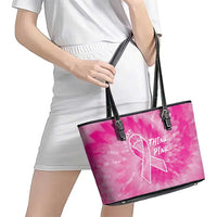Personalized Breast Cancer Awareness Leather Tote Bag Think Pink Tie Dye Ribbon - Wonder Print Shop
