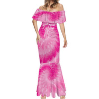 Personalized Breast Cancer Awareness Mermaid Dress Think Pink Tie Dye Ribbon - Wonder Print Shop