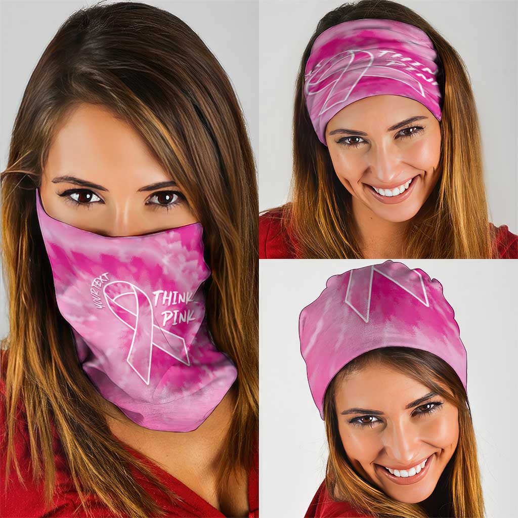 Breast Cancer Awareness Neck Gaiter Think Pink Tie Dye Ribbon - Wonder Print Shop