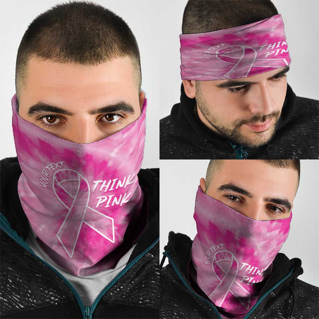 Breast Cancer Awareness Neck Gaiter Think Pink Tie Dye Ribbon - Wonder Print Shop