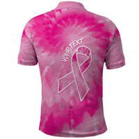 Personalized Breast Cancer Awareness Polo Shirt Think Pink Tie Dye Ribbon - Wonder Print Shop