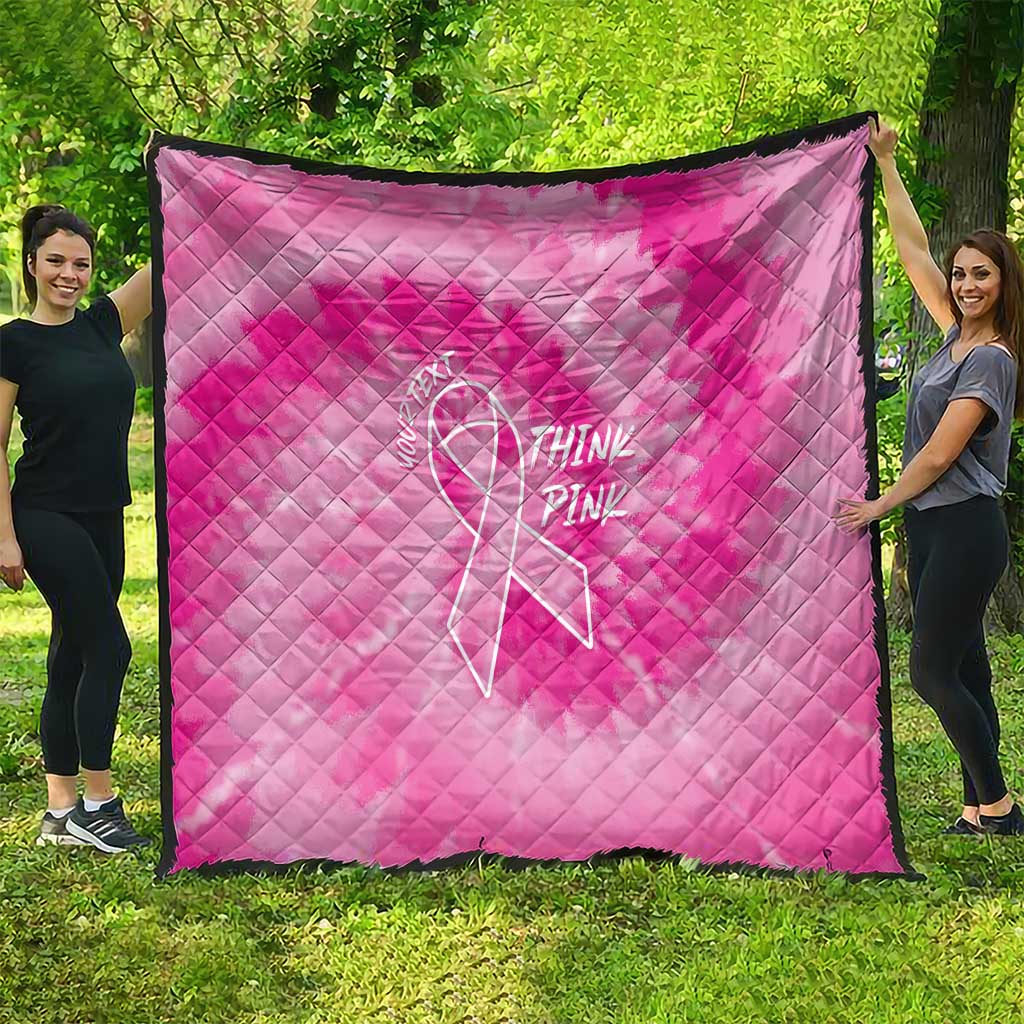 Personalized Breast Cancer Awareness Quilt Think Pink Tie Dye Ribbon - Wonder Print Shop