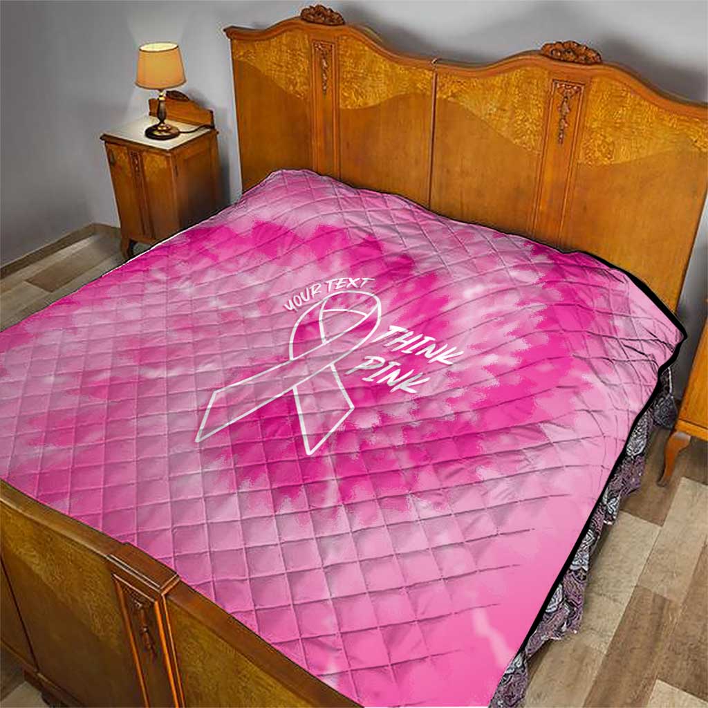 Personalized Breast Cancer Awareness Quilt Think Pink Tie Dye Ribbon - Wonder Print Shop