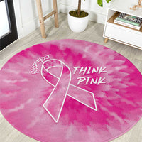 Personalized Breast Cancer Awareness Round Carpet Think Pink Tie Dye Ribbon - Wonder Print Shop