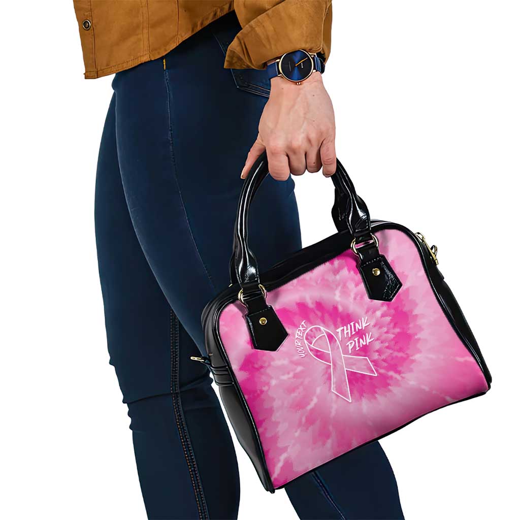 Personalized Breast Cancer Awareness Shoulder Handbag Think Pink Tie Dye Ribbon - Wonder Print Shop
