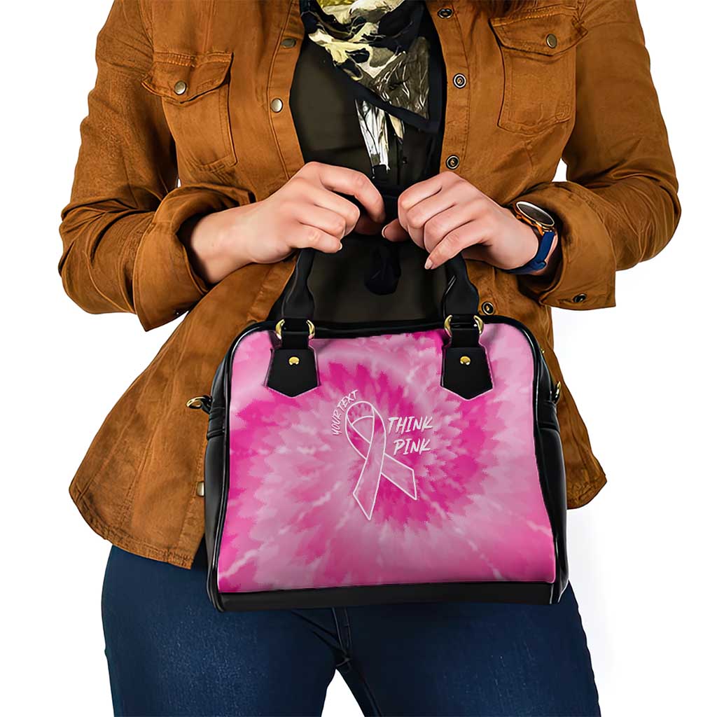 Personalized Breast Cancer Awareness Shoulder Handbag Think Pink Tie Dye Ribbon - Wonder Print Shop