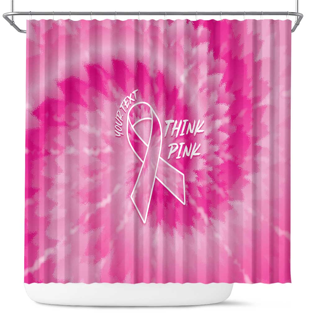 Personalized Breast Cancer Awareness Shower Curtain Think Pink Tie Dye Ribbon - Wonder Print Shop