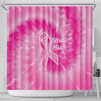 Personalized Breast Cancer Awareness Shower Curtain Think Pink Tie Dye Ribbon - Wonder Print Shop