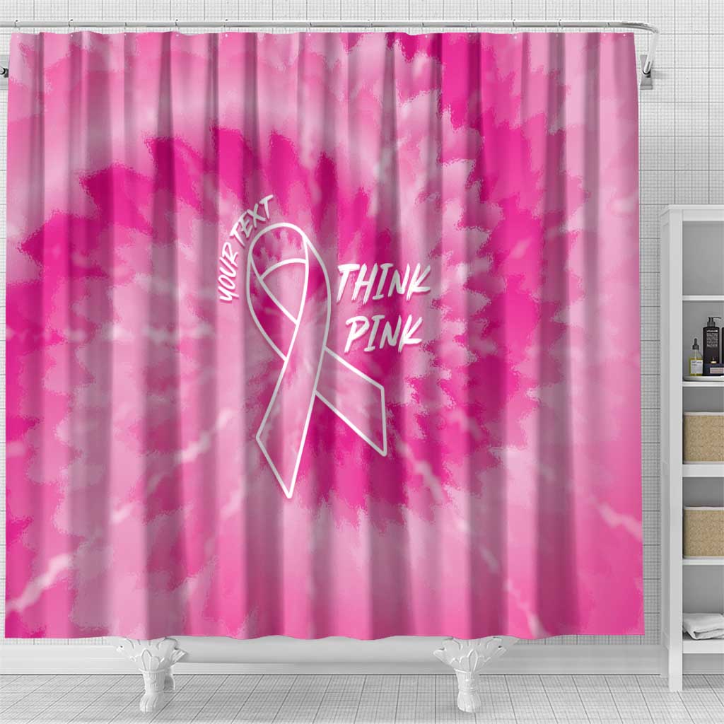 Personalized Breast Cancer Awareness Shower Curtain Think Pink Tie Dye Ribbon - Wonder Print Shop