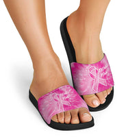 Breast Cancer Awareness Slide Sandals Think Pink Tie Dye Ribbon - Wonder Print Shop