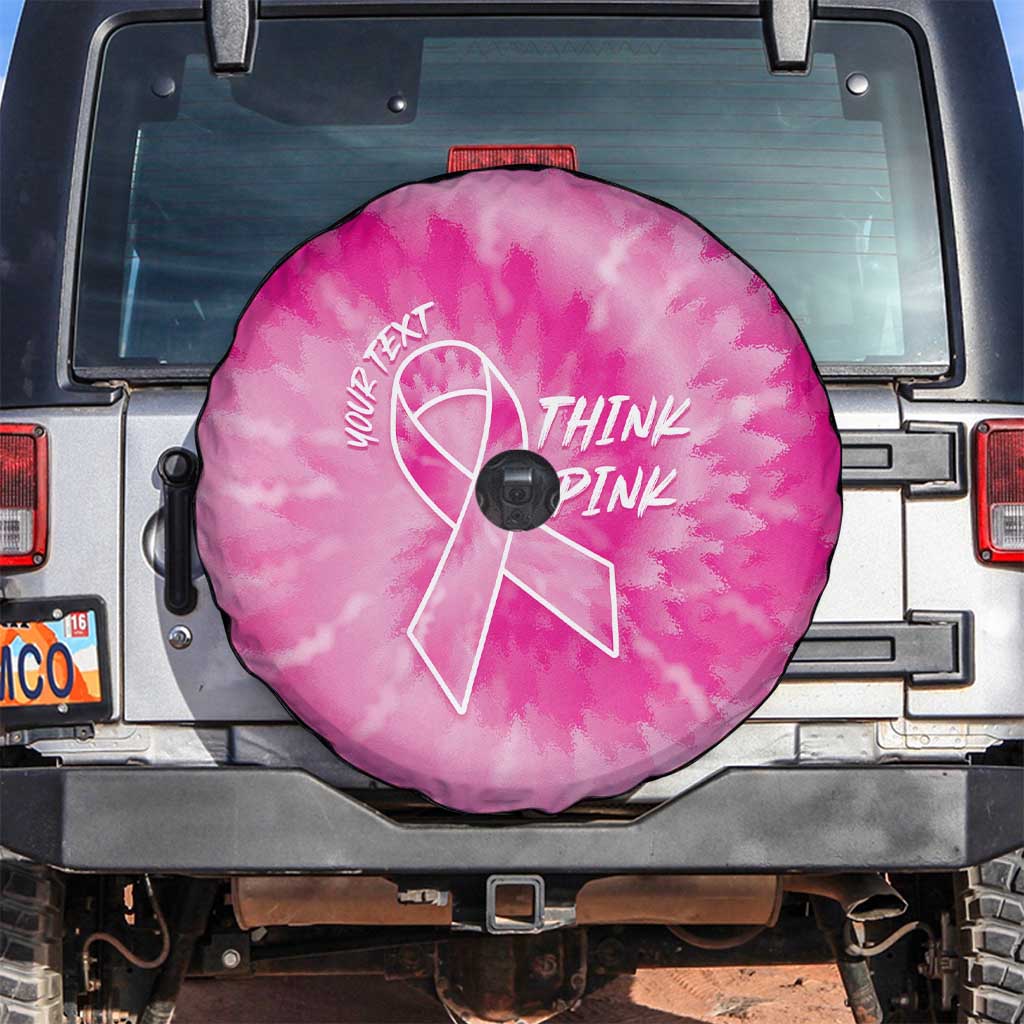 Personalized Breast Cancer Awareness Spare Tire Cover Think Pink Tie Dye Ribbon - Wonder Print Shop