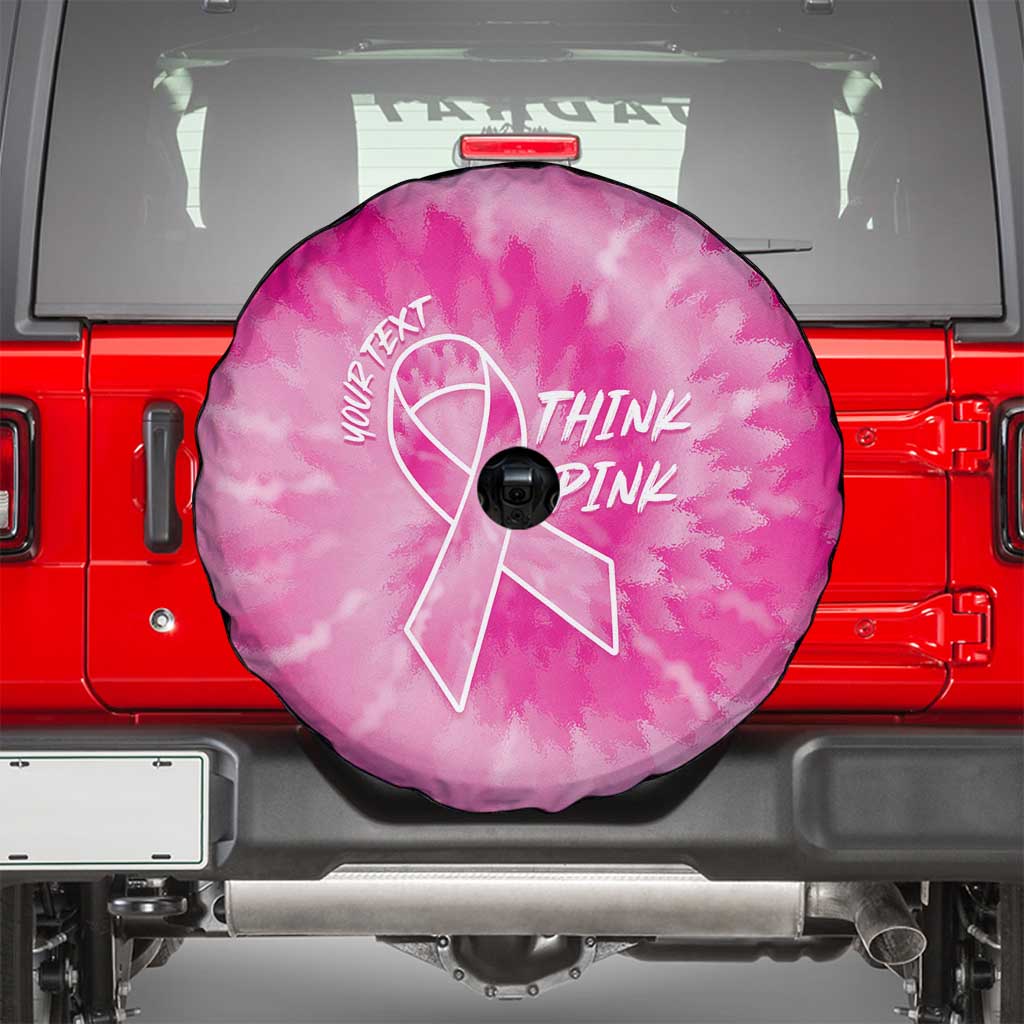Personalized Breast Cancer Awareness Spare Tire Cover Think Pink Tie Dye Ribbon - Wonder Print Shop